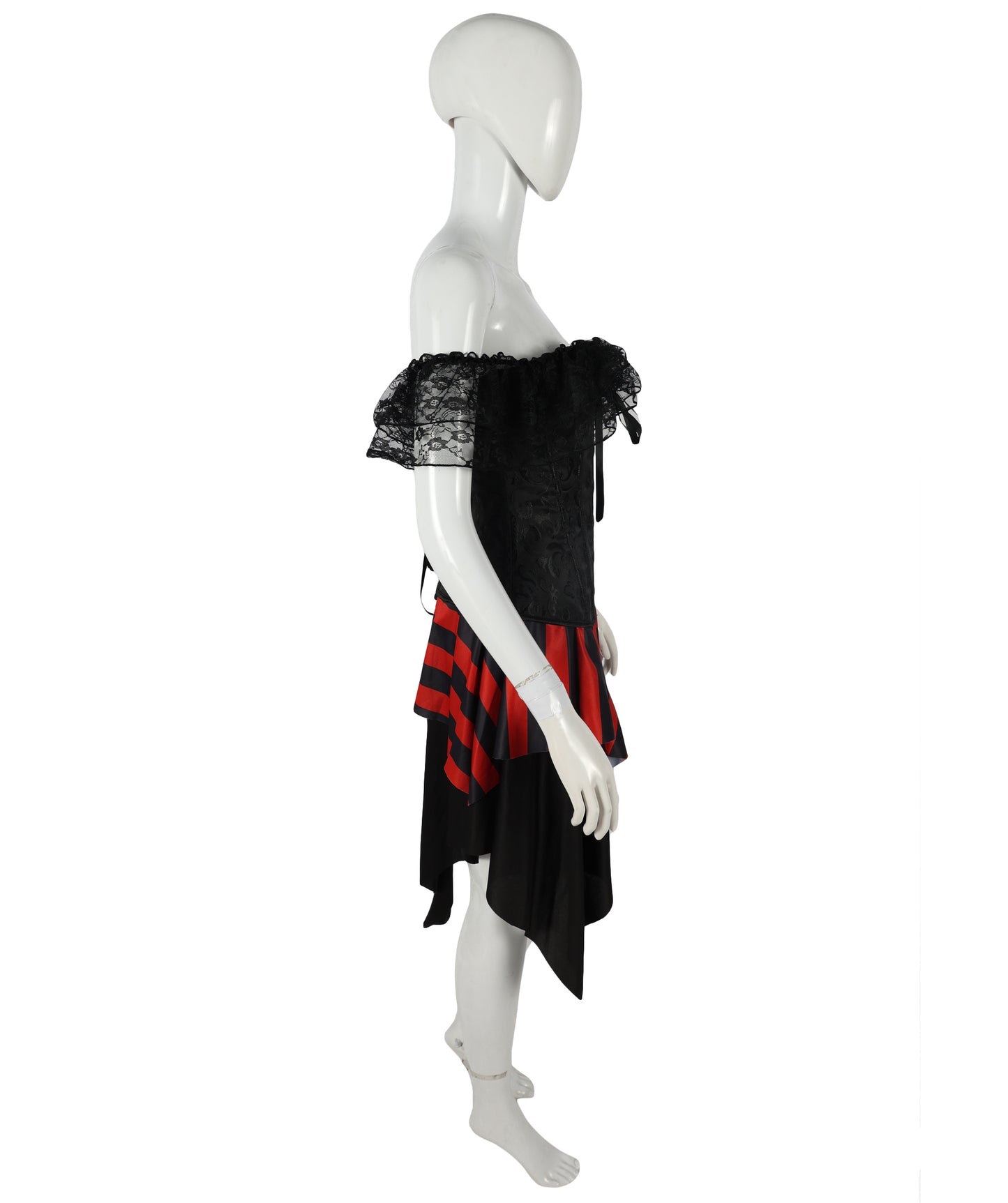 HPO Adult Women’s Pirate Jacket Costume, a classic buccaneer-inspired outfit featuring gold trim, vintage buttons, and lace cuffs for a bold Halloween look