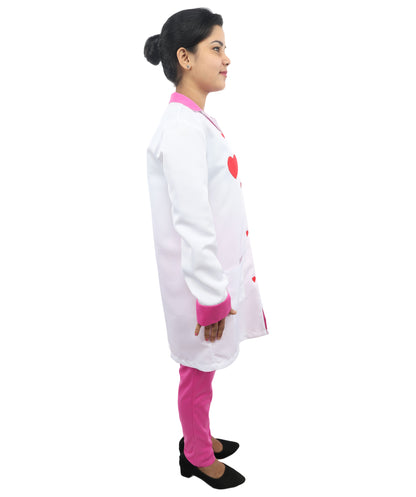 HPO Women’s Healthcare Roleplay White & Pink Costume Set | Medical Theme Coat with Patches | Visual styling for Cosplay Events, Parties