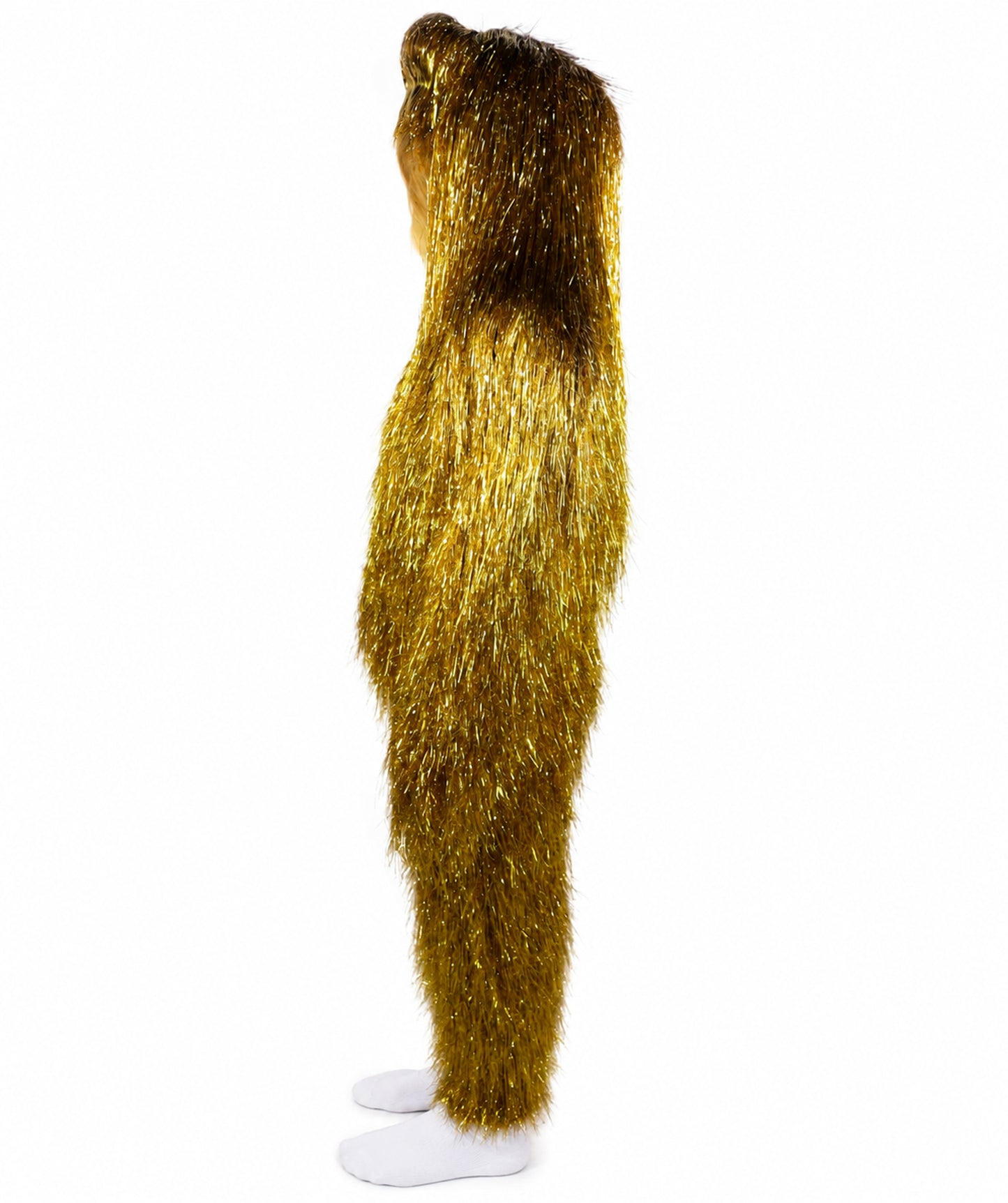 HPO Unisex Teen Extreme Tinsel Hairy Person Costume Bundle & Mask Set - Full-Body Tinsel Hair Suit Extra-Long Costume Wig for Halloween, Cosplay & Parties - Multiple Color Options