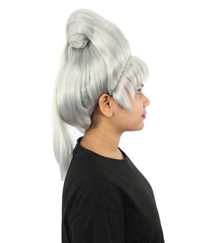 HPO Adult Women's Avant-Garde Bouffant Wig | Multiple Color Options | Create of synthetic fiber, massive smooth updo with micro bangs, breathable base | Party, Halloween, theater, drag, performance, costume events