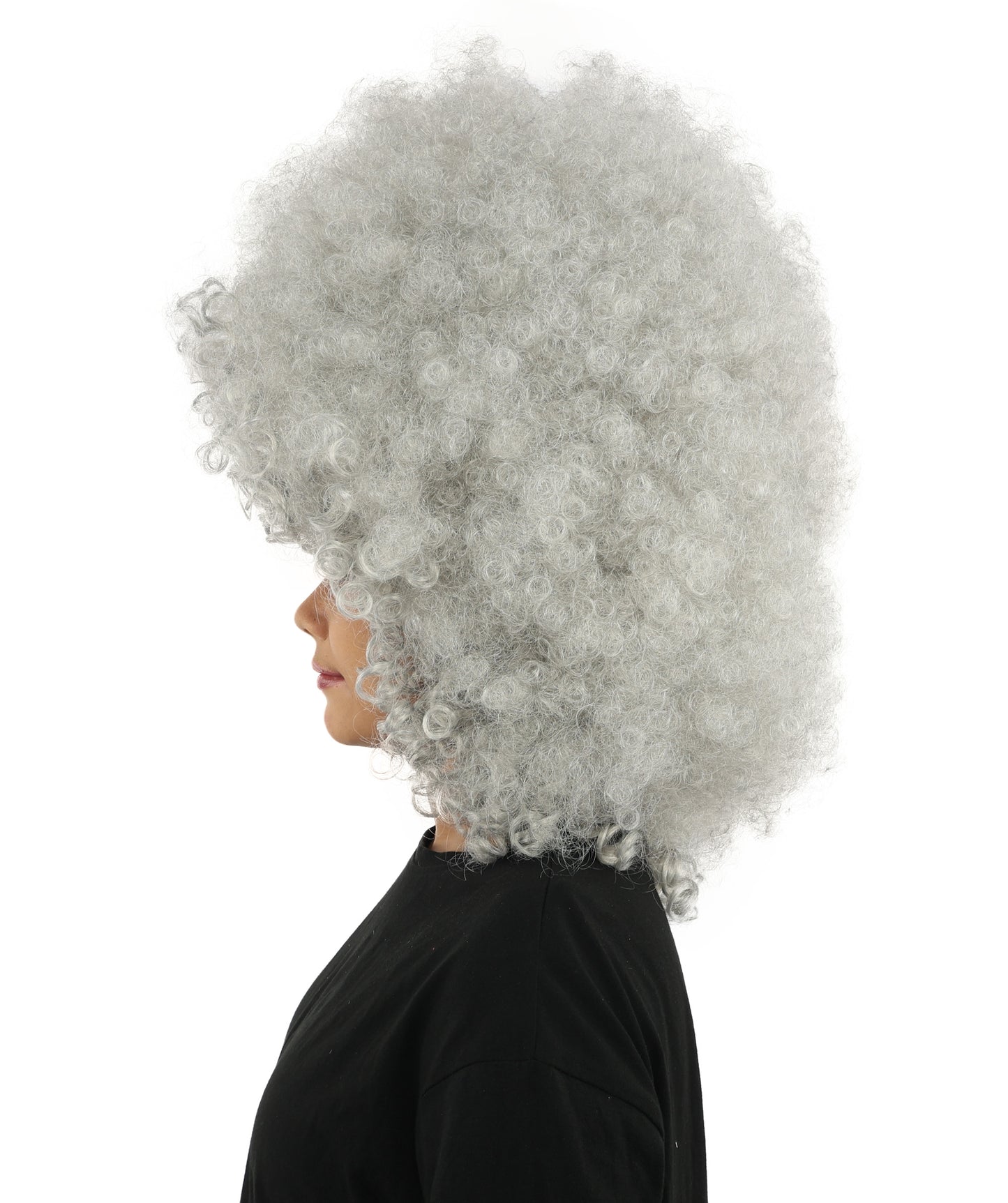 HPO Women's Giant White Glitter Afro Wig | Massive Puffy Sparkle Hair with Silver Sheen, Synthetic Fiber & Breathable Cap | Halloween, Troll Roleplay, 70s Disco Party, Theater & Funny Costume