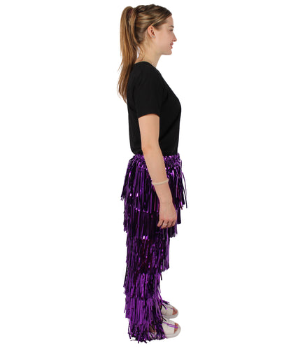 HPO Adult Women's Tinsel Fringed Tiered Multiple Color Options Trousers, Perfect for Halloween, Flame-retardant Synthetic Material
