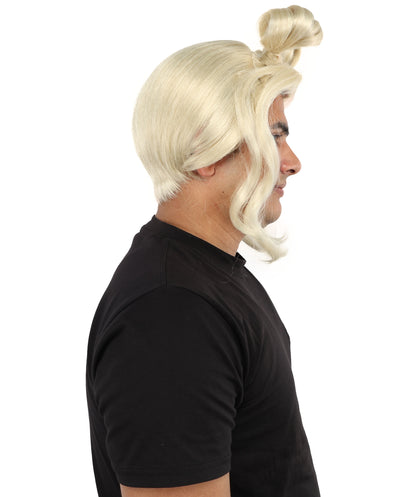 HPO Adult Blonde Double Twin Bun Updo Wig – Raised Hair Design Featuring Smooth Texture | Used for Character Styling, Theme Events, Stage Appearances & Creative Looks