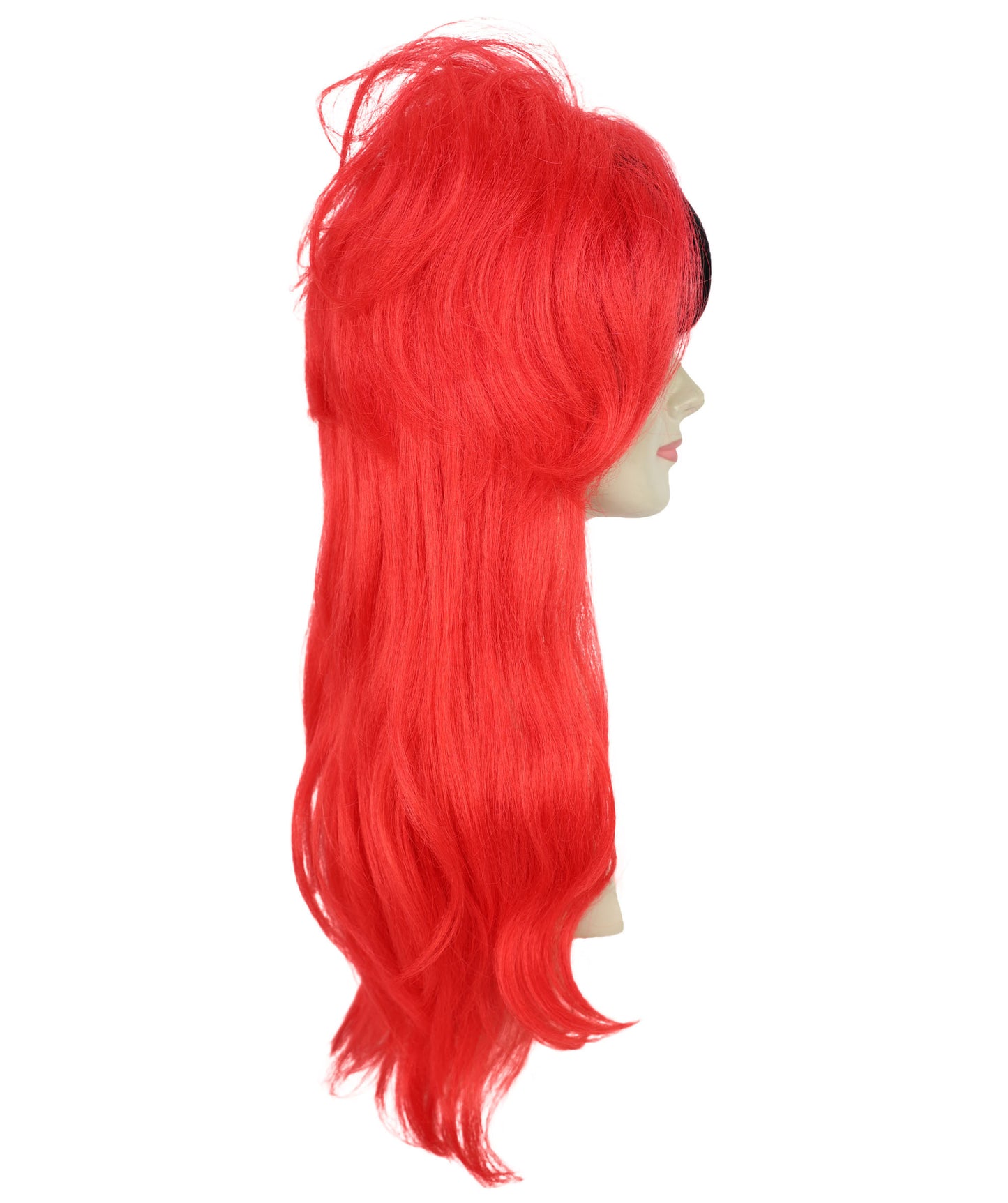 Women’s Punk Red & Black Wavy Long Wig | Edgy Rocker Style for Halloween Themed Parties| Breathable Cap
