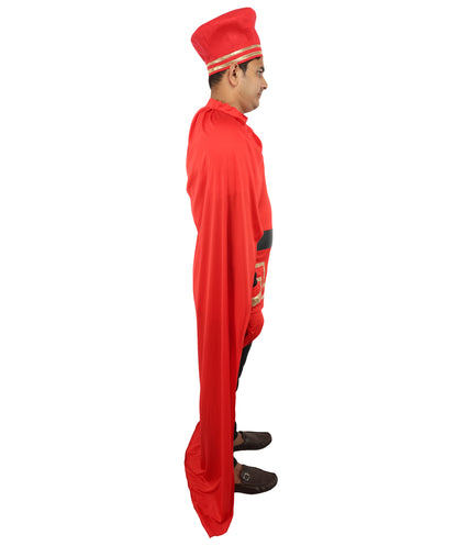HPO Men’s Red Cloak Costume | Top, Robe & Cape with Headwear | Halloween, Cosplay, Party & Roleplay Outfit for Themed Events
