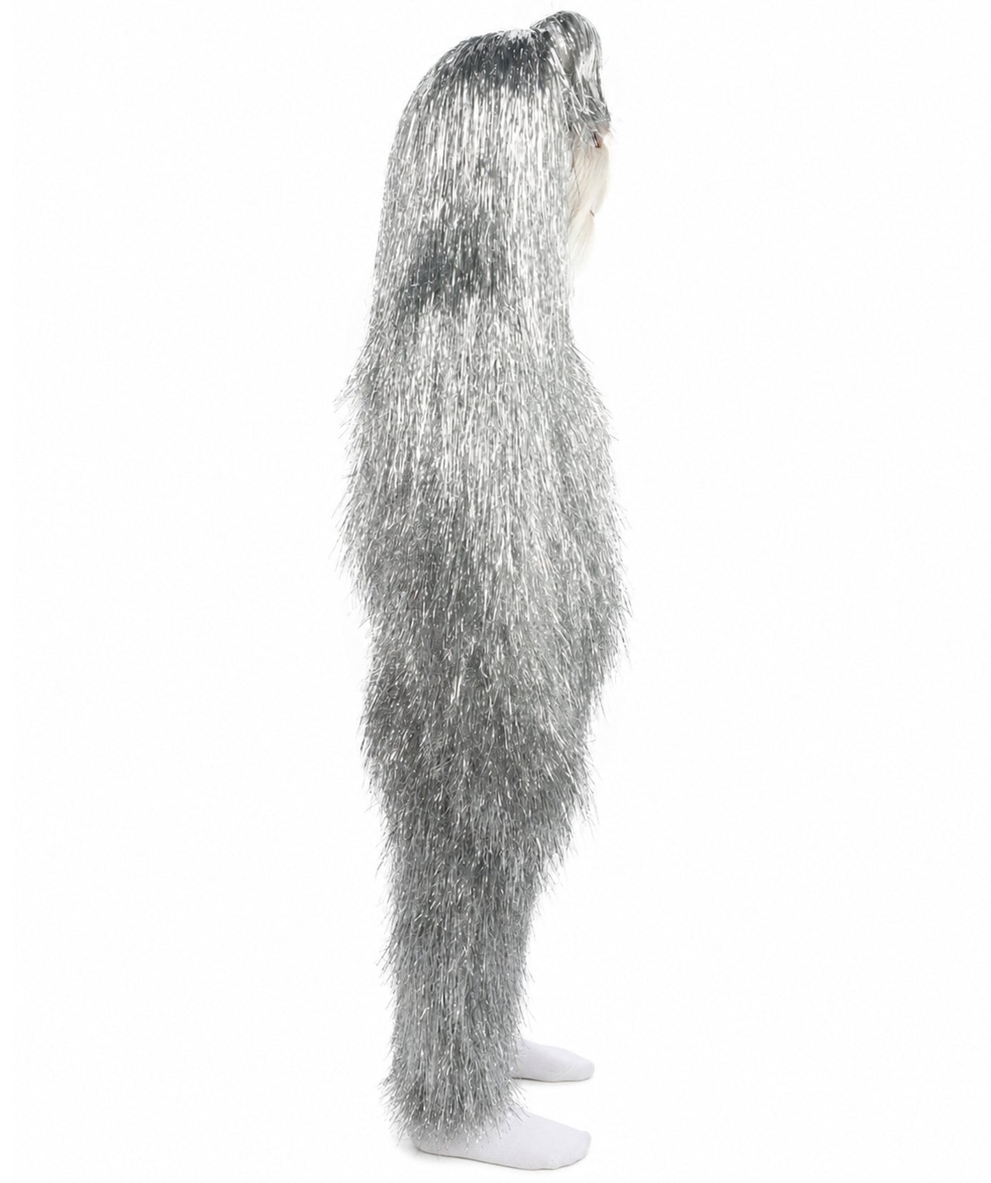 HPO Unisex Teen Extreme Tinsel Hairy Person Costume Bundle & Mask Set - Full-Body Tinsel Hair Suit Extra-Long Costume Wig for Halloween, Cosplay & Parties - Multiple Color Options