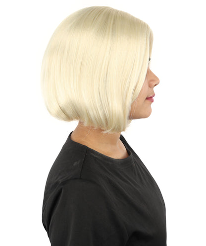 Adult Women's Two-Tone Bob Wig | Multiple Color Options | Short Straight Blunt Cut Inspired by American Pop Artist Look | Natural Hairline for Halloween and Cosplay