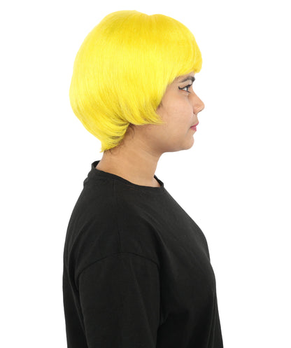 HPO Adult Women's Anime Trainer Character Wig | Vibrant hue multicolor options, create of synthetic fiber, short choppy bob with high side ponytail, breathable base | Cosplay, Halloween, theater, party, performance, costume events
