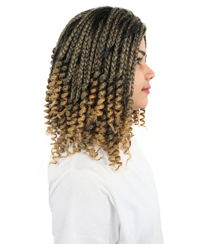 HPO Medium Braided Wig for Women | Natural-Look Synthetic Hair | Adjustable Breathable Cap for Cosplay, Halloween, Stage & Parties