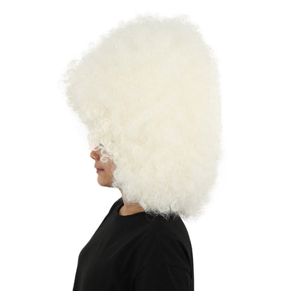HPO Women's Giant White Glitter Afro Wig | Massive Puffy Sparkle Hair with Silver Sheen, Synthetic Fiber & Breathable Cap | Halloween, Troll Roleplay, 70s Disco Party, Theater & Funny Costume