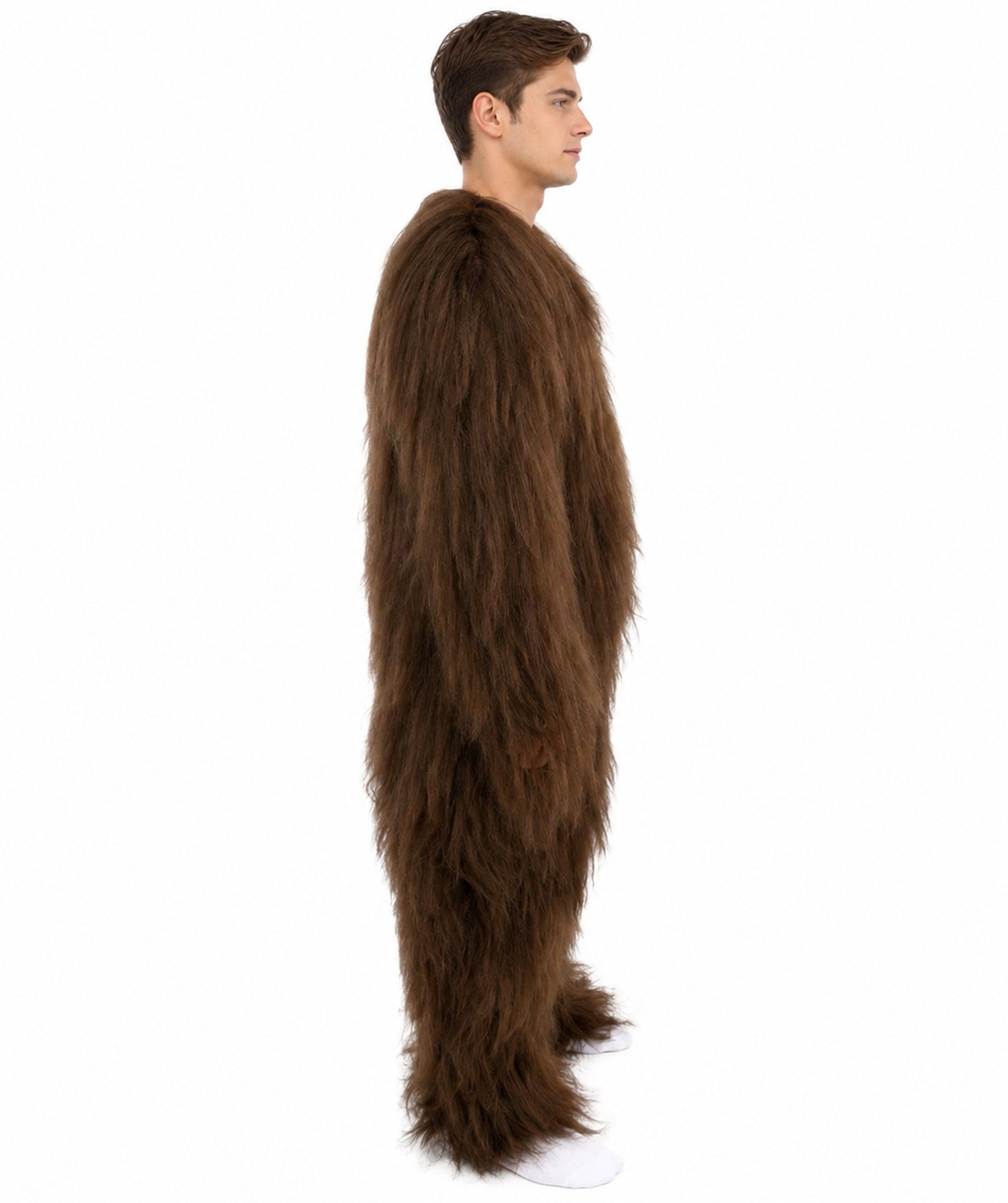 HPO Unisex Extreme Hairy Person Costume, Mask and Bundle - Full-Body Hair Suit Extra-Long Ash Brown Costume Wig for Halloween, Cosplay & Parties