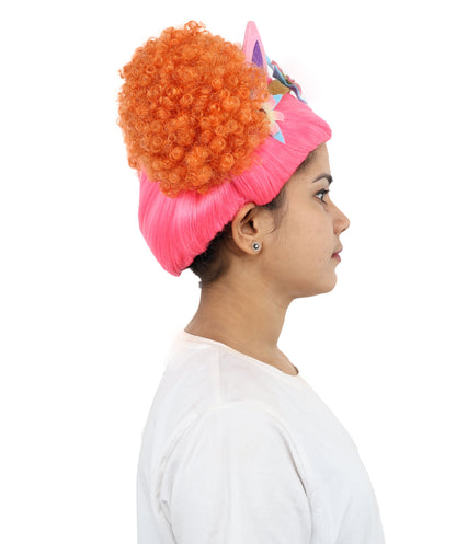 HPO Women's Whimsical Dollhouse Wig | Multicolor Curly Hairstyle with Cat Ear Headband | Hairpiece for Halloween, Cosplay & Parties