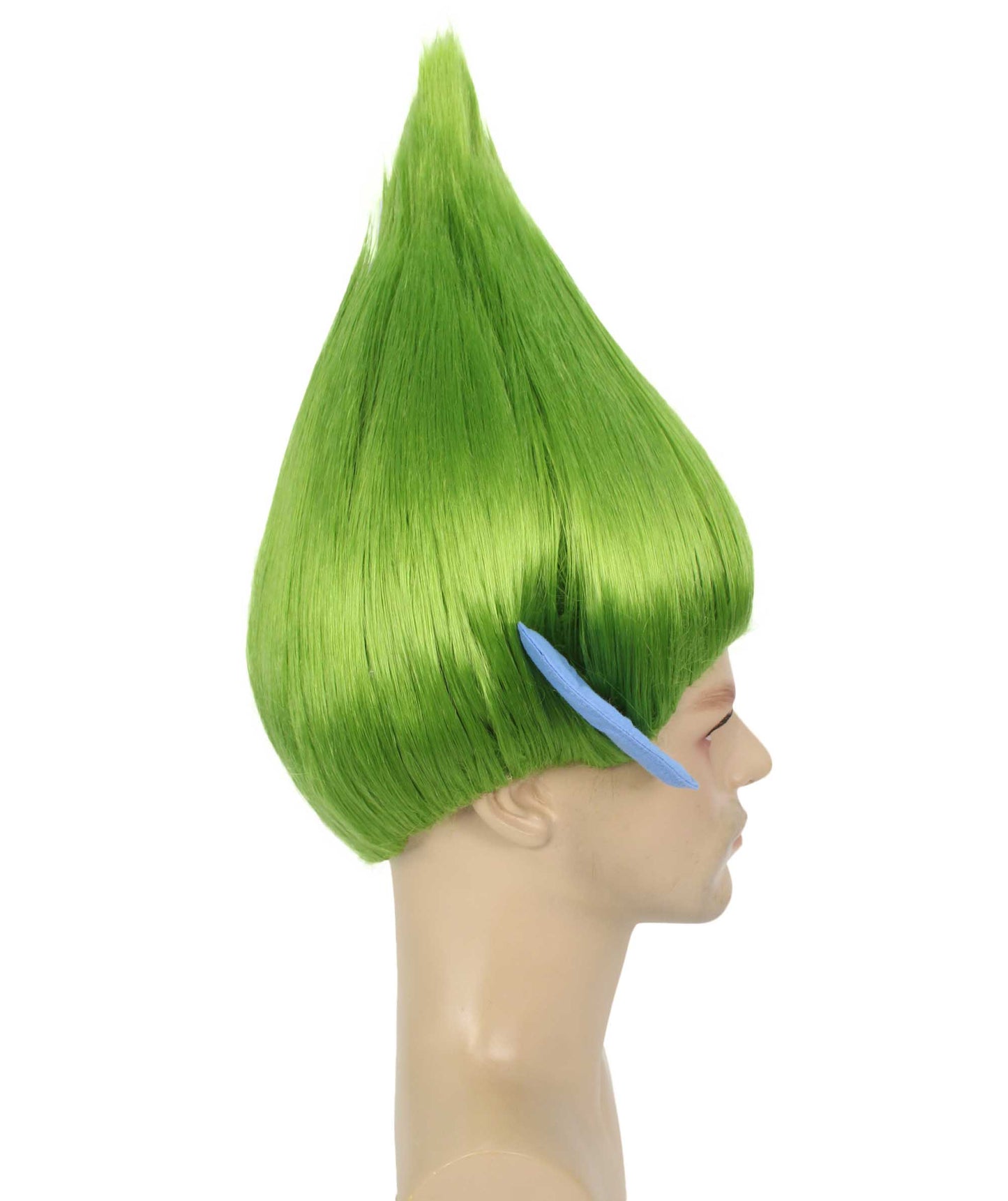 HPO Men's Pointy Diamond Guy Troll Wig with Blue Ears,Multiple Color,Flame-Retardant Synthetic Fiber