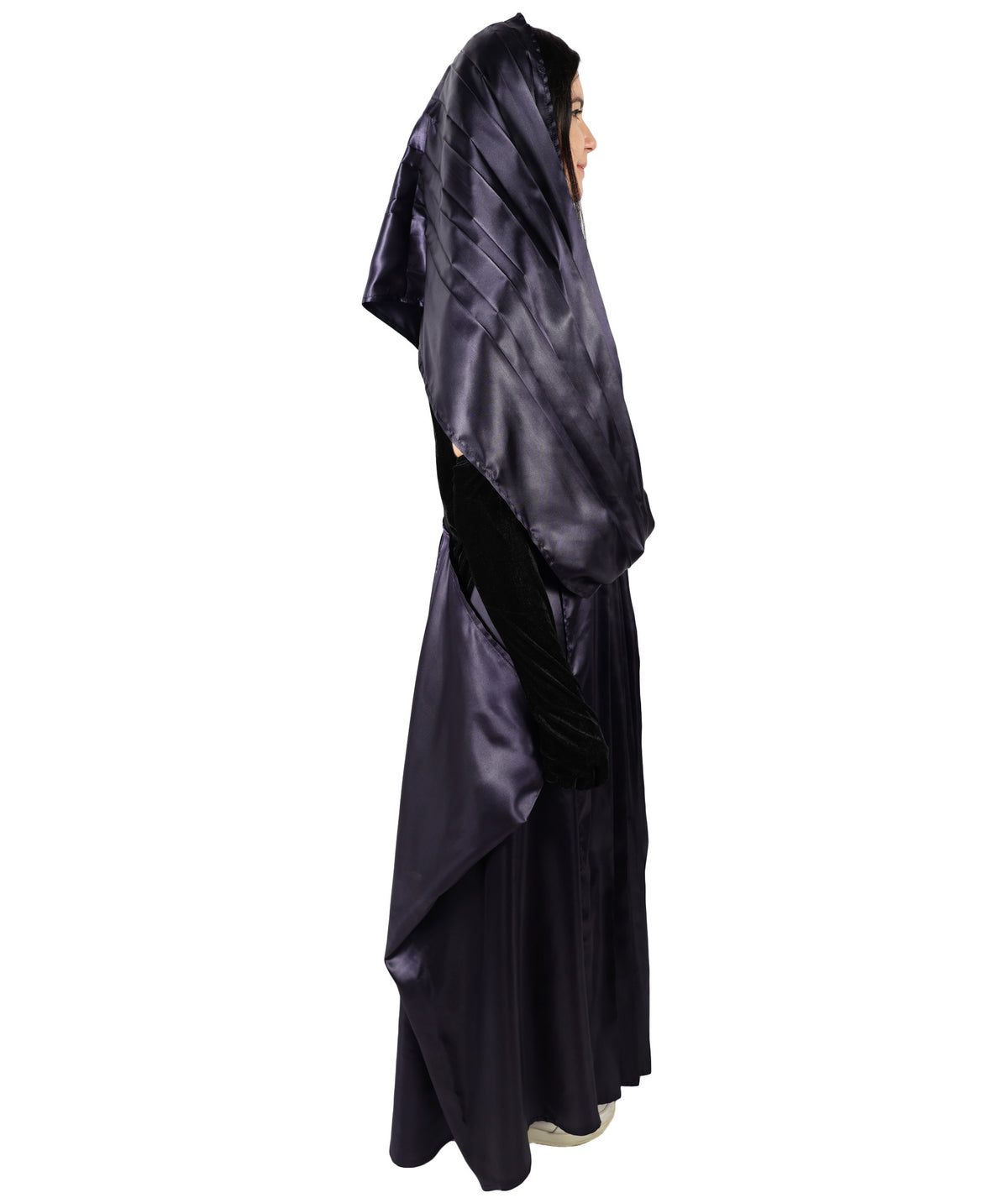 HPO Women's Fictional Movie Character Navy Blue And Black Long Costume, Perfect for Halloween, Flame-retardant Synthetic Fabric