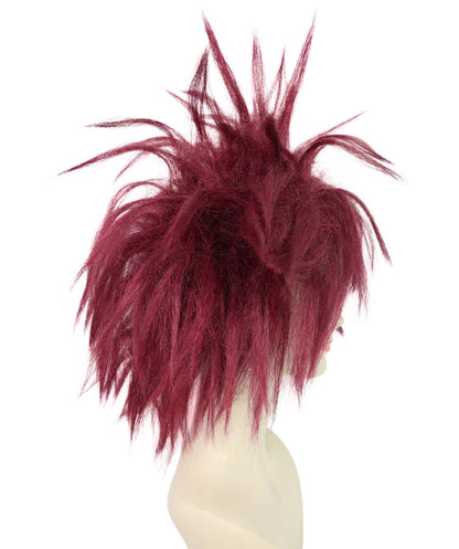 HPO Women’s Burgundy Spiked Mohawk Wig | Wild Punk-Inspired Glam Wig with Fluffy Volume | Bold Festival & Party Costume Hair