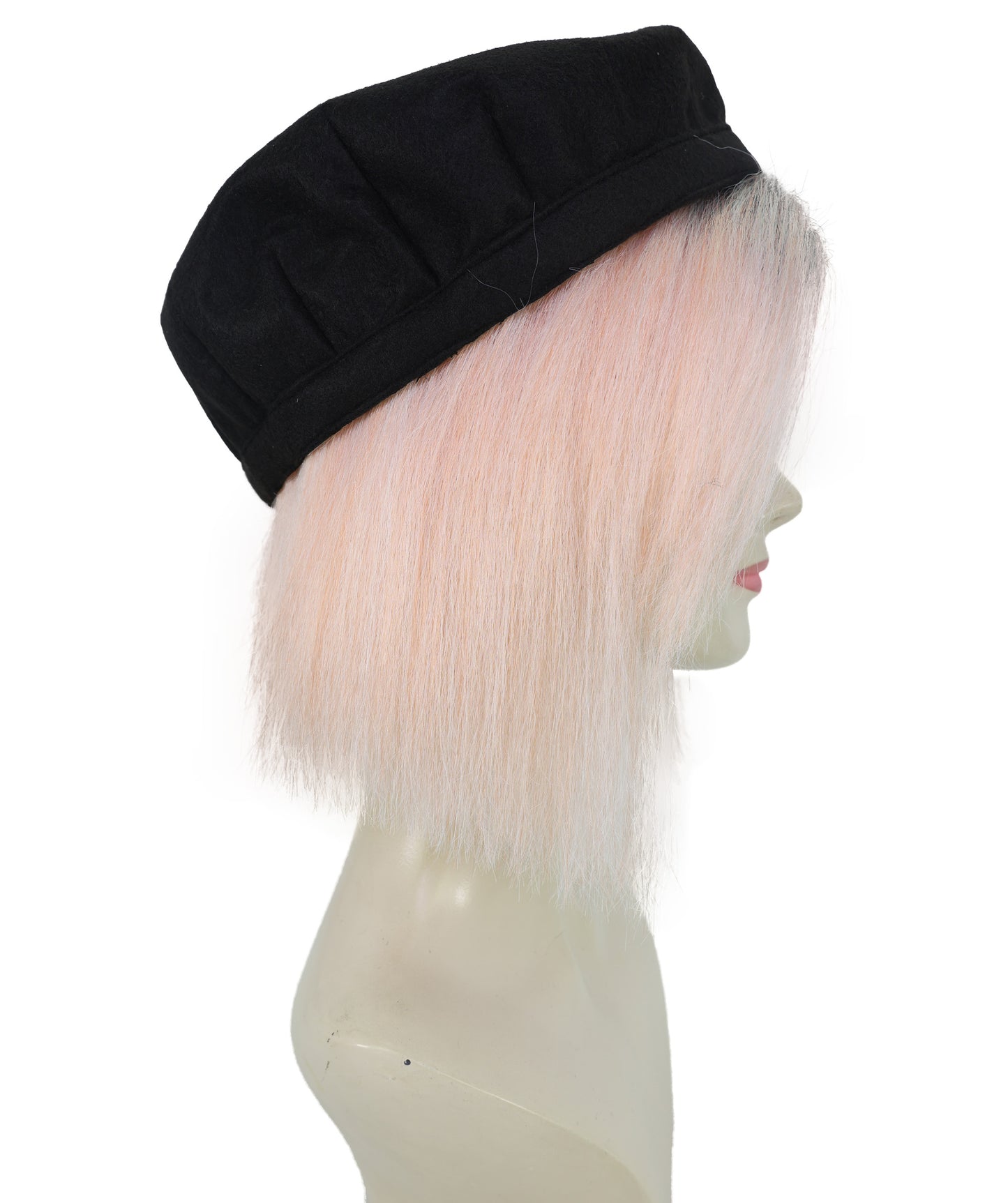 HPO Women’s 13 Inch Short Coral and Black Bob Wig with Cap | Flame-retardant Synthetic Fiber | Lightweight Capless Design for Halloween and Cosplay