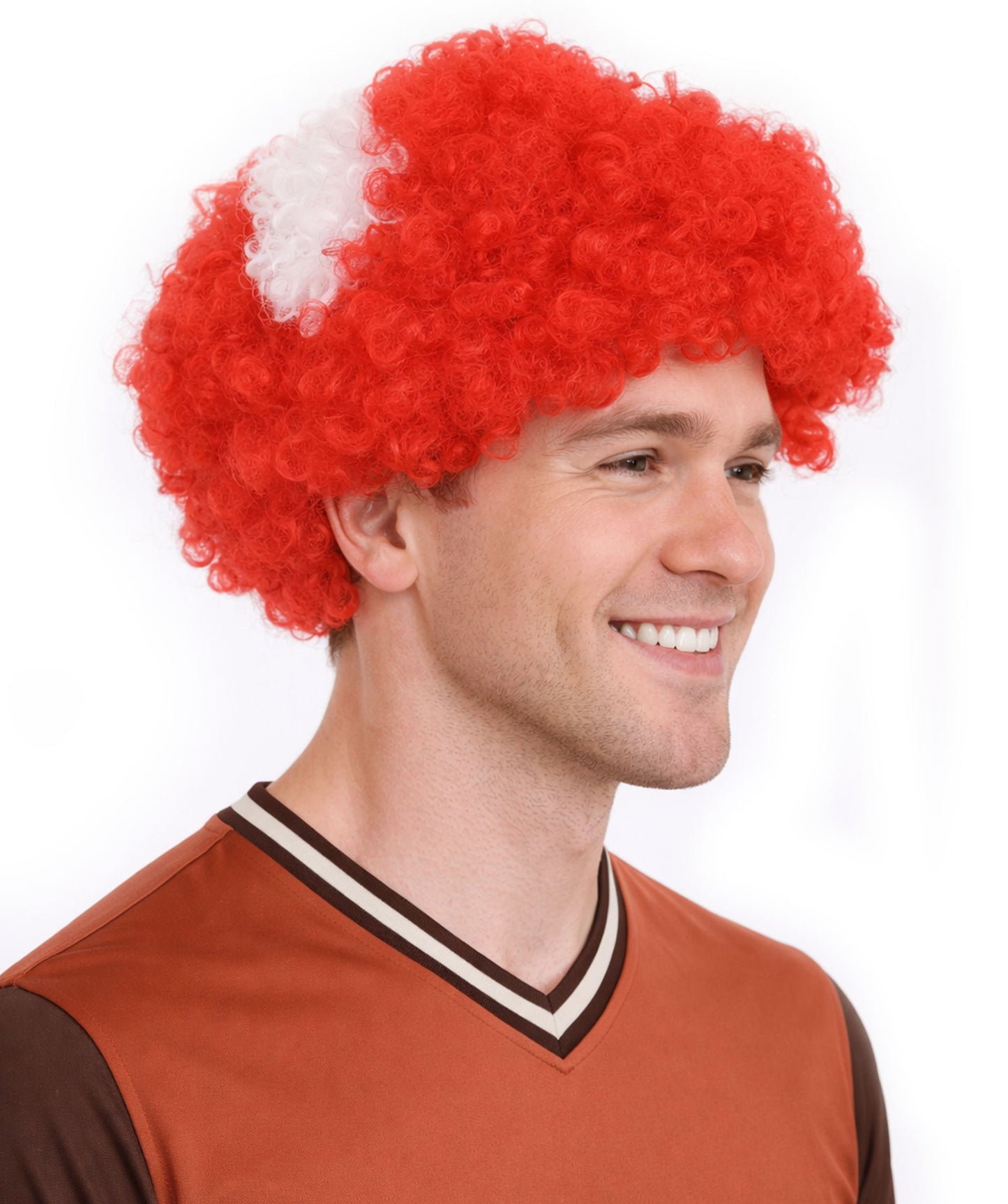 Switzerland Sport Afro Fun Wig | Red White Jumbo Wig