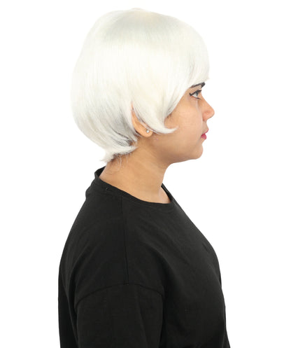 HPO Adult Women's Anime Trainer Character Wig | Vibrant hue multicolor options, create of synthetic fiber, short choppy bob with high side ponytail, breathable base | Cosplay, Halloween, theater, party, performance, costume events