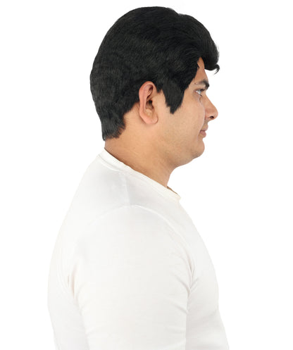 HPO Men's Side Swept Undercut Wig | Short Brown Texture with Tapered Sides, Heat Resistant Synthetic Fiber & Breathable Net | Halloween, Space Ranger Cosplay, Sci-Fi Theme Party & Roleplay