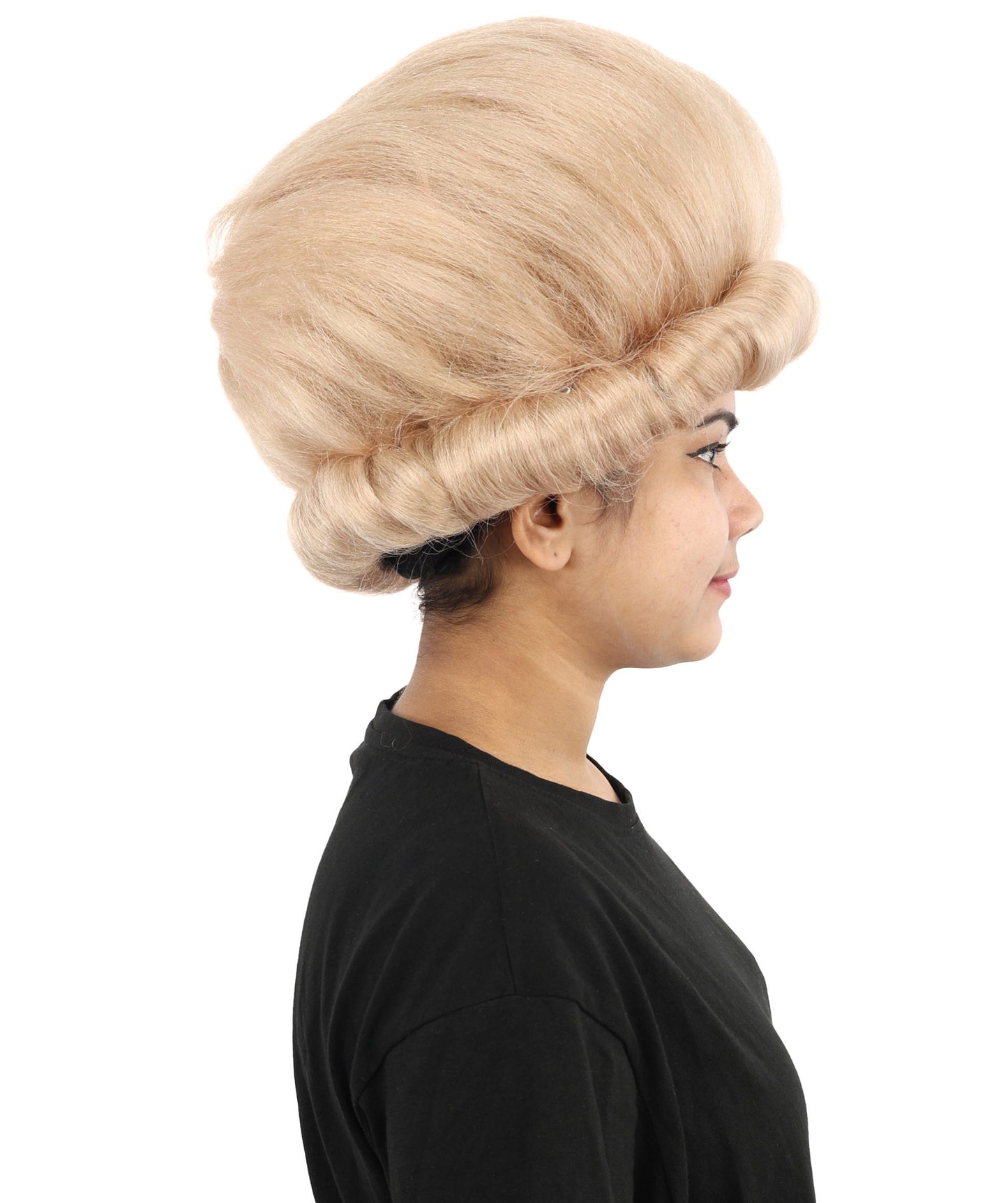 HPO Women's Voluminous Golden Blonde Grandma Wig | Medium Puffy Afro Style with Silver Texture, Synthetic Fiber & Adjustable Fit | Halloween, 100th Day of School, Theater & Funny Costume