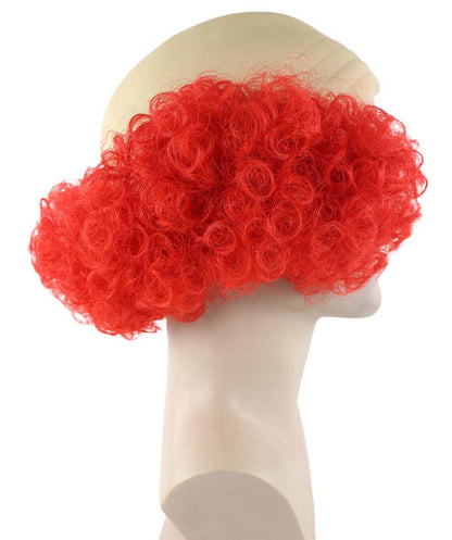 Bald Curly Red Mens Clown Wig | Red Wig With Cap | Flame-Retardant Synthetic Fiber