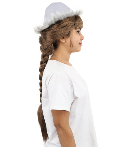 HPO Women's 32 Inch Extra Long Braided Wig with White Cap | Fantasy Style Wig with Capless Cap | Synthetic Heat-Resistant Wig for Cosplay, Costume, and Events