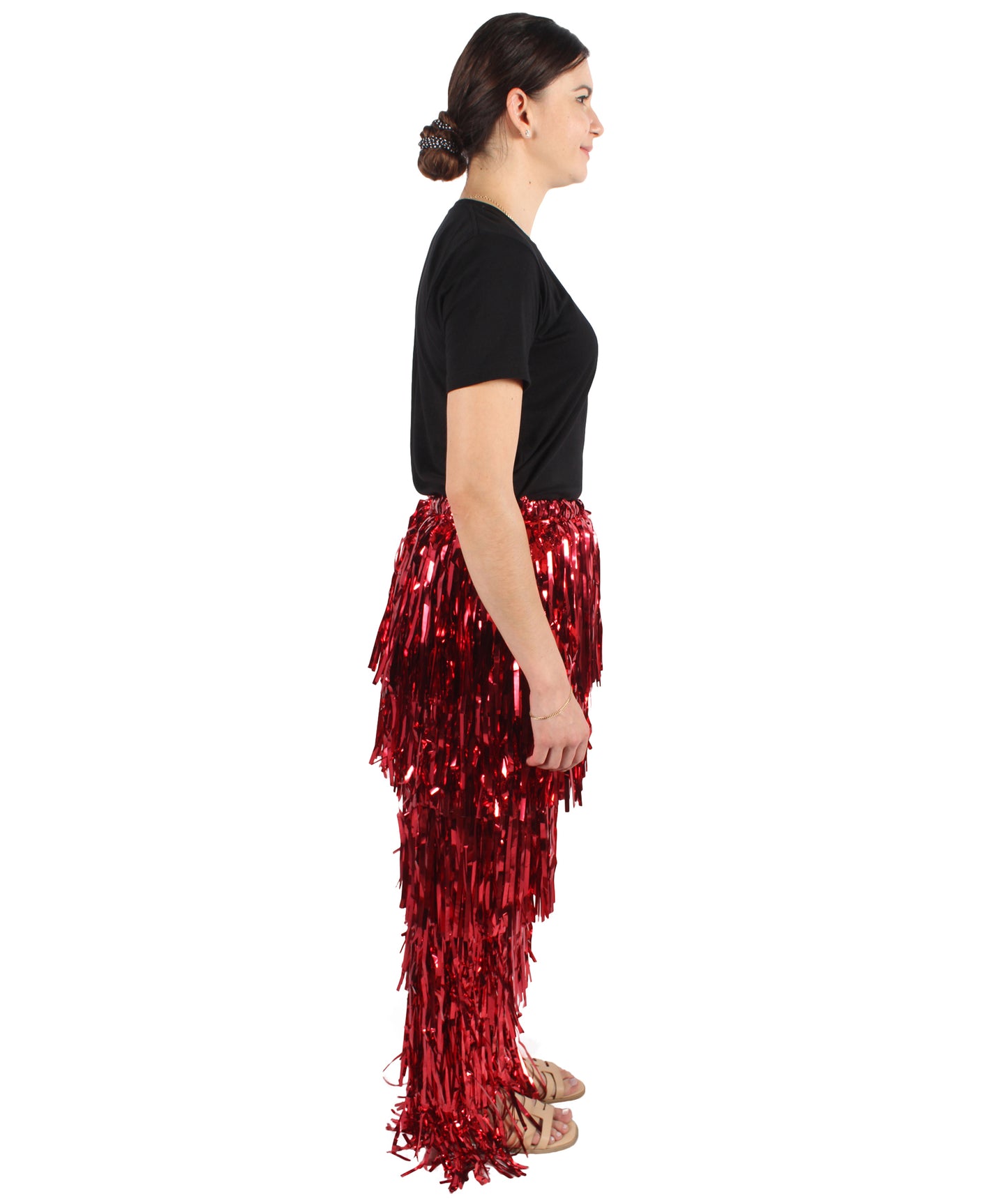 HPO Adult Women's Tinsel Fringed Tiered Multiple Color Options Trousers, Perfect for Halloween, Flame-retardant Synthetic Material