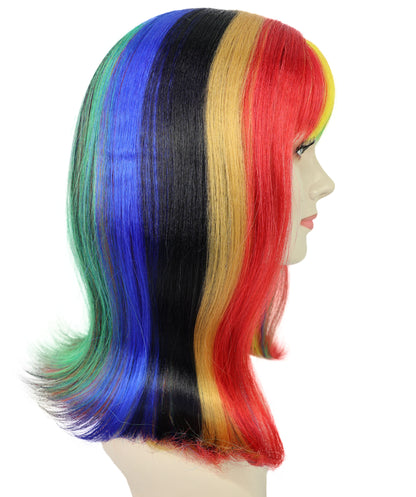Women's Light Up Rainbow Wig | Vibrant Halloween Costume Hair for Parties | Breathable Capless Cap