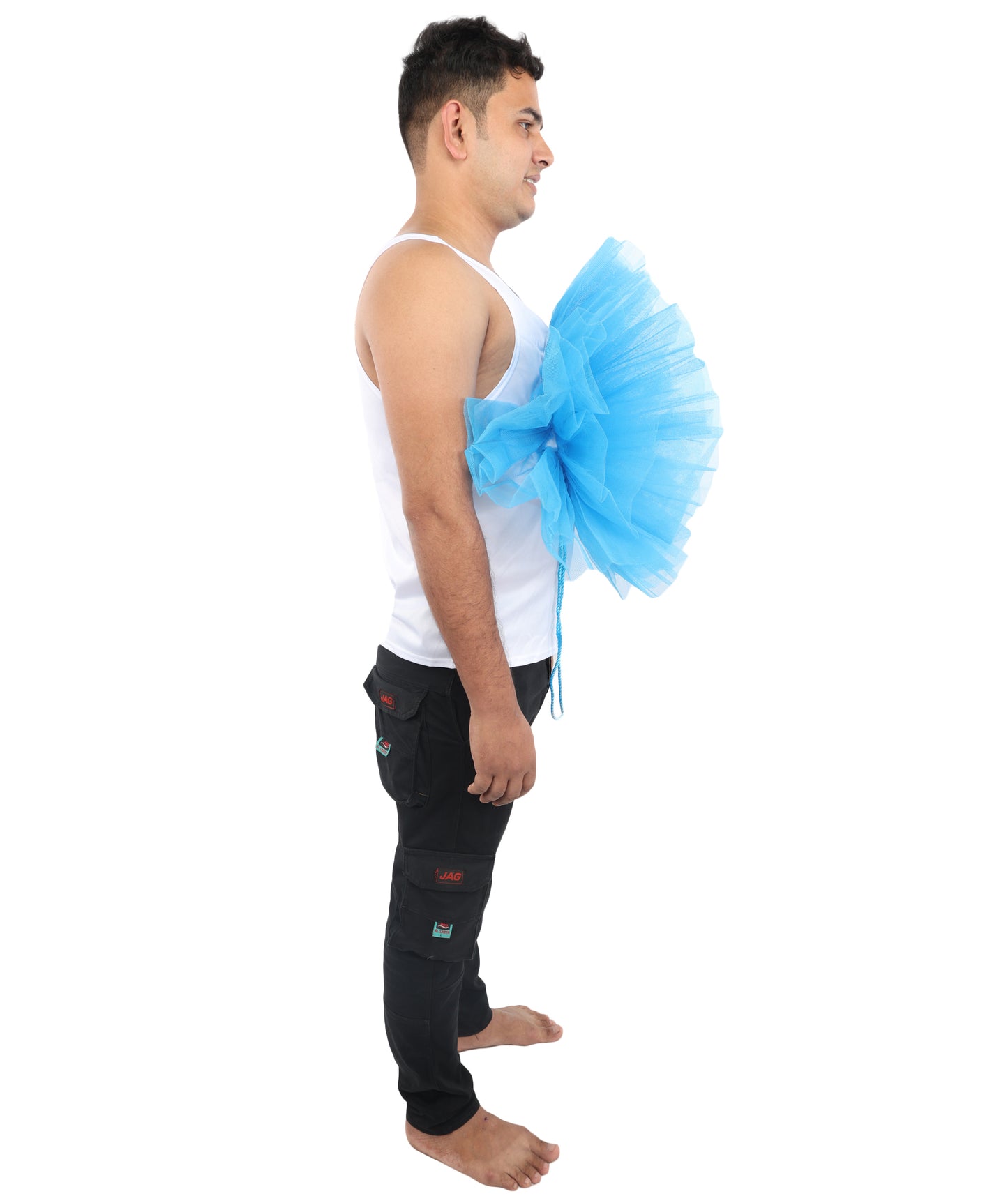 HPO Unisex Blue Shower Loofah Costume | Funny Bath Sponge Outfit with Tulle Mesh Design | Perfect for Halloween, Parties & Comedy Events