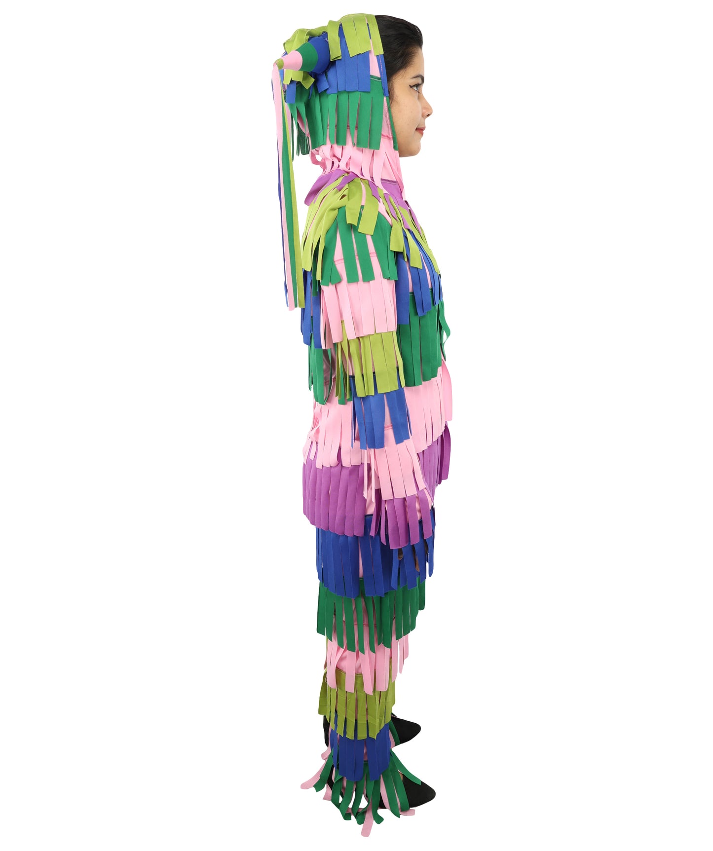 Bright Multicolored Pinata Jumpsuit Costume | Adult Funny Striped One-Piece with Fringe Details | Playful Outfit for Halloween, Cosplay, Parties & Festivals