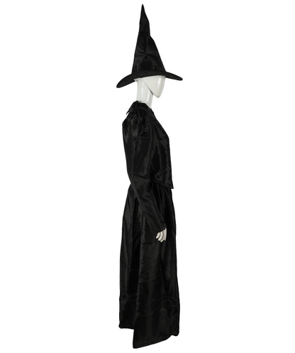 HPO Women’s Scary Black Witch Costume | Long  Dress with Pointed Hat | Ideal for Cosplay, Halloween, Stage, Roleplay & Themed Party Outfit