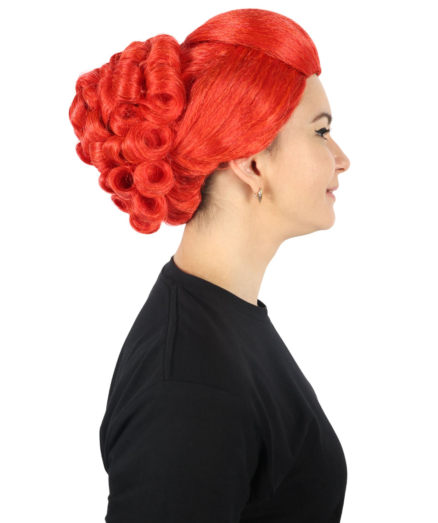 HPO Adult Women Faith Blossom Swirl Updo Lace Front Red Wig | Synthetic Styled Wigs | Perfect for Prom Wedding Luxury Events, Church Everyday Wear and Mother’s Day
