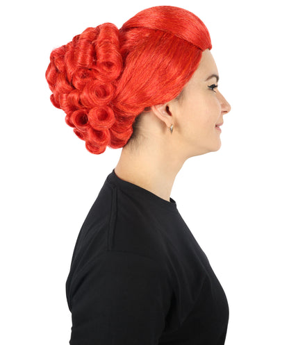 HPO Adult Women Faith Blossom Swirl Updo Lace Front Red Wig | Synthetic Styled Wigs | Perfect for Prom Wedding Luxury Events, Church Everyday Wear and Mother’s Day