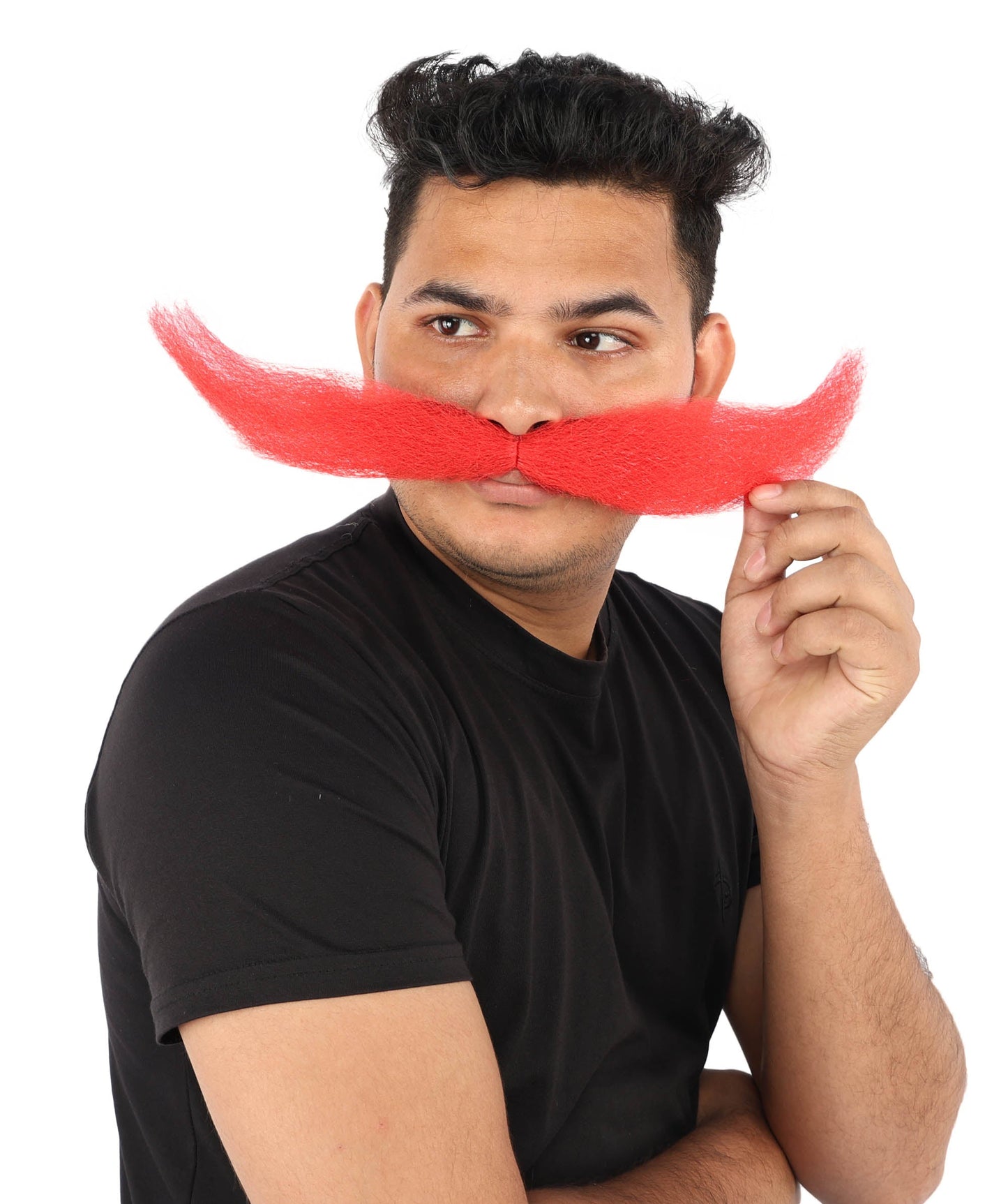 HPO Adult Men's Giant Mustache | Multiple Color Options | Self-Adhesive Fake Mustache | Realistic Costume Facial Hair Accessory for Halloween, Parties & Roleplay
