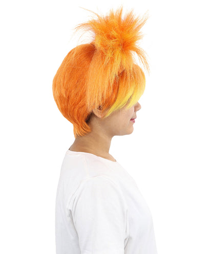 HPO Women’s 15-Inch Orange Spiky Troll Wig | Fun Animated Character | Bright and Bold Look for Halloween, Cosplay, and Themed Party