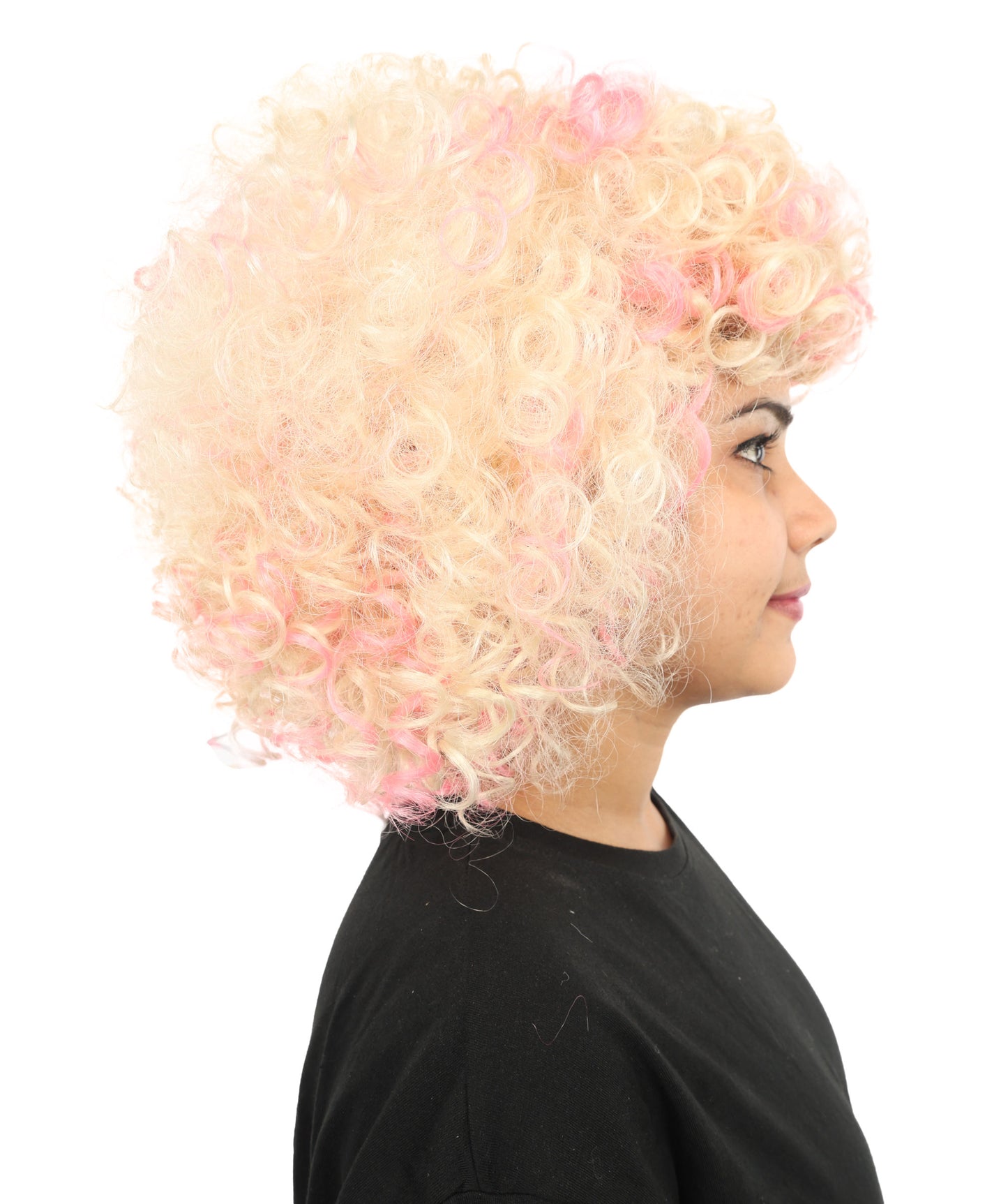 HPO Women's Medium Curly Pop Star Wig | Sleek Synthetic Hairstyle with Bold Vibes | Cosplay, Halloween , Stage Performance & Festival Fashion