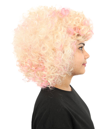 HPO Women's Medium Curly Pop Star Wig | Sleek Synthetic Hairstyle with Bold Vibes | Cosplay, Halloween , Stage Performance & Festival Fashion