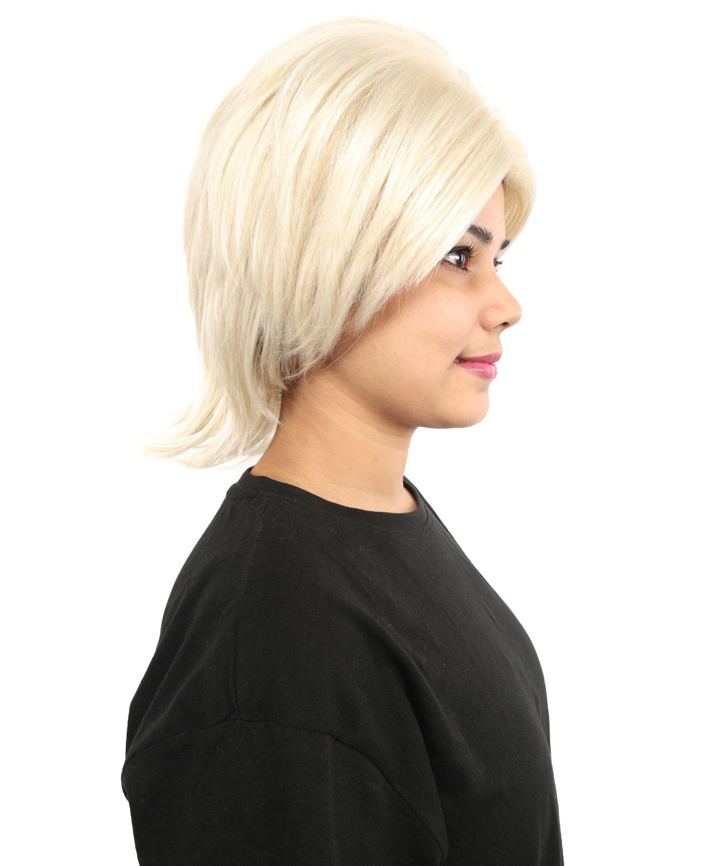 HPO Women's Medium Blonde Layered Wig | Synthetic Hair with Natural Flow | Ideal for Cosplay, Halloween & Roleplay