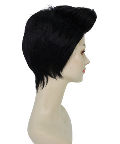 HPO Adult Women’s Smooth & Light Curly Short Black Wig | Natural Look Costume & Fashion Wig | Ideal for Halloween | Breathable Capless Cap