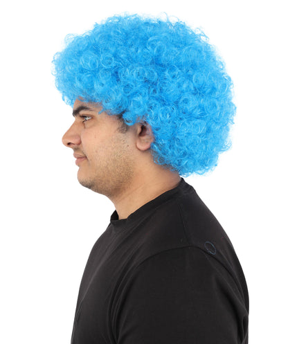 HPO Men's Afro Style Clown Wig with Standard Cap  | Flame-Retardant Synthetic Fiber | Ideal for Parties, Cosplay, and Themed Events
