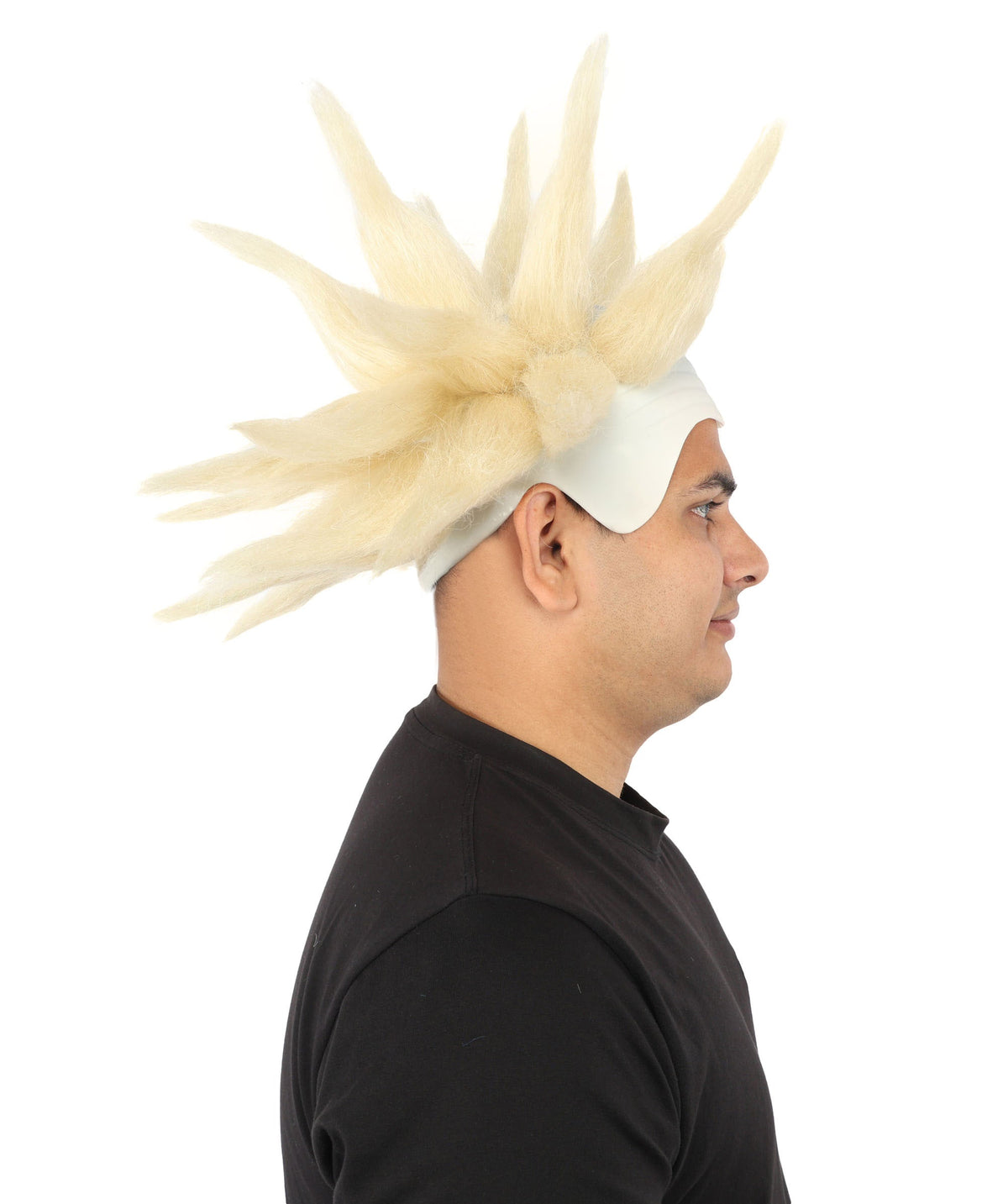 HPO Adult Men's Spiky Bald Illusion Wig | Multiple Color Options  |  Two-tone vibrant hue, create of synthetic fiber, stiff spiked volume, integrated forehead piece | Party, Halloween, theater, drag, performance, costume events