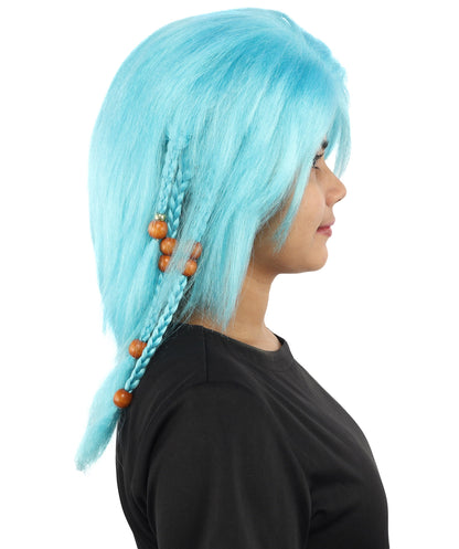HPO Adult Women's Long Tribal Braided Wig | Multiple Color Options | Dark Shaggy Bob with Beaded Strands, Synthetic Fiber & Breathable Cap | Halloween, Sci-Fi Roleplay, Fantasy Costume