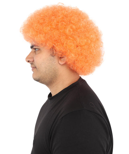 HPO Men's Afro Style Clown Wig with Standard Cap  | Flame-Retardant Synthetic Fiber | Ideal for Parties, Cosplay, and Themed Events