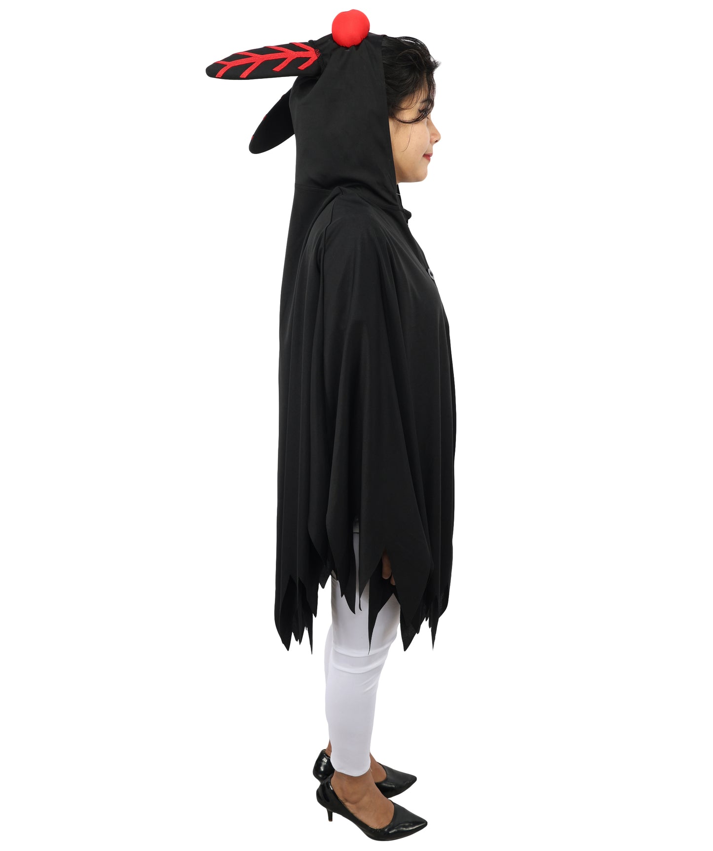 HPO Unisex Mystic Winged Creature Costume | Black Hooded Cape with Feather Details | Halloween, Cosplay, Parties & Themed Roleplay Outfit