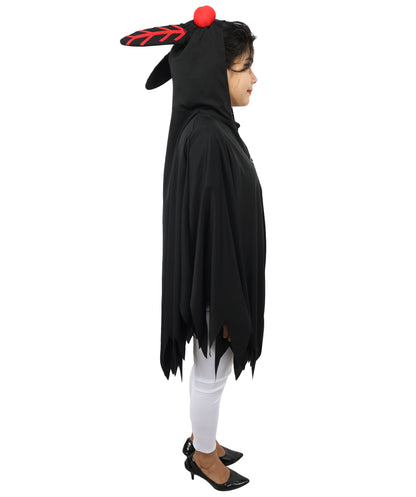 HPO Unisex Mystic Winged Creature Costume | Black Hooded Cape with Feather Details | Halloween, Cosplay, Parties & Themed Roleplay Outfit