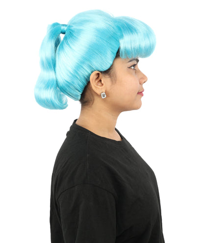 HPO Adult Women's Retro Pin-Up Wig | Multicolor Options, create of synthetic fiber, vintage curled bumper bangs with rolled back, breathable base | Party, Halloween, theater, drag, performance, costume events