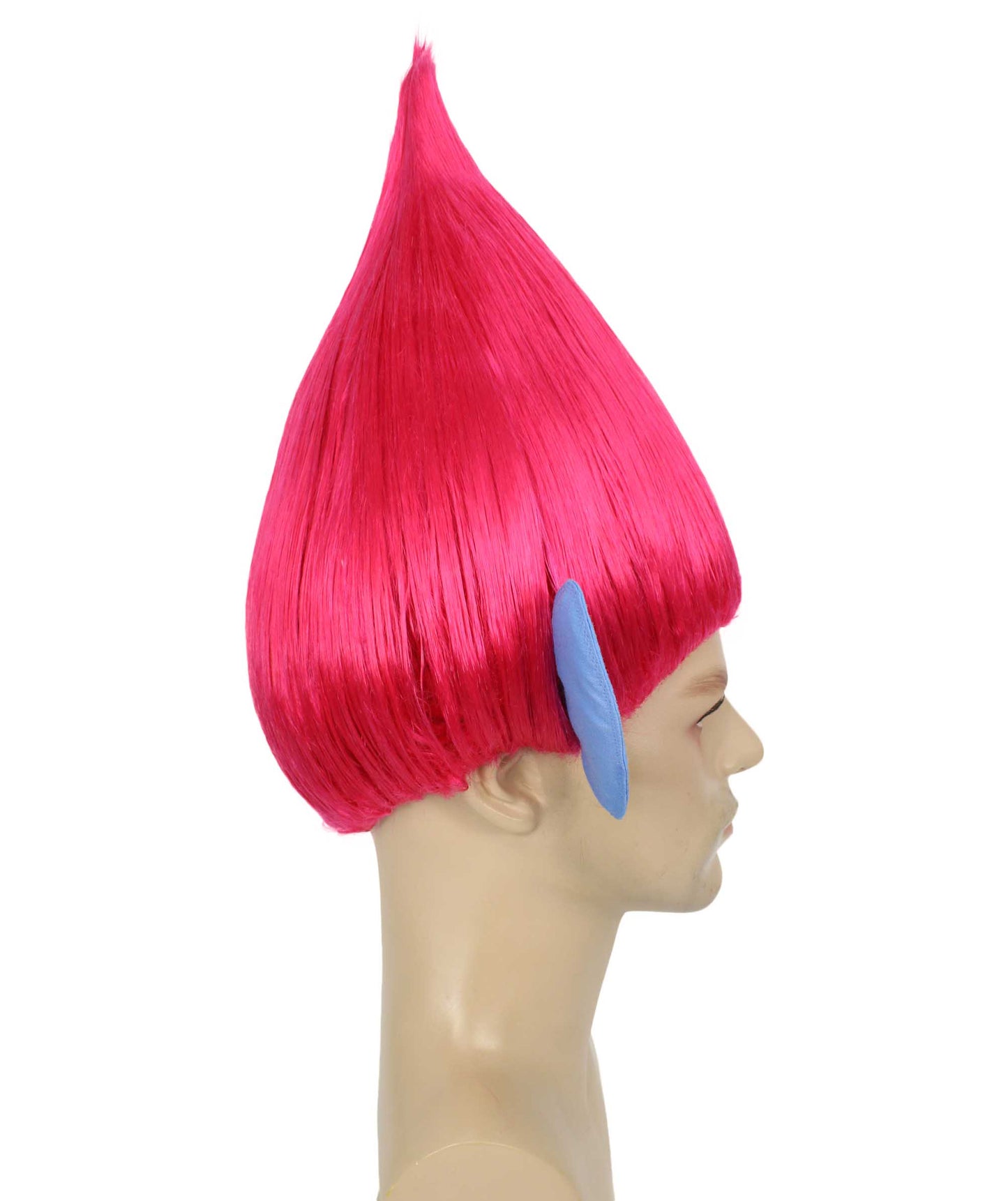 HPO Men's Pointy Diamond Guy Troll Wig with Blue Ears,Multiple Color,Flame-Retardant Synthetic Fiber