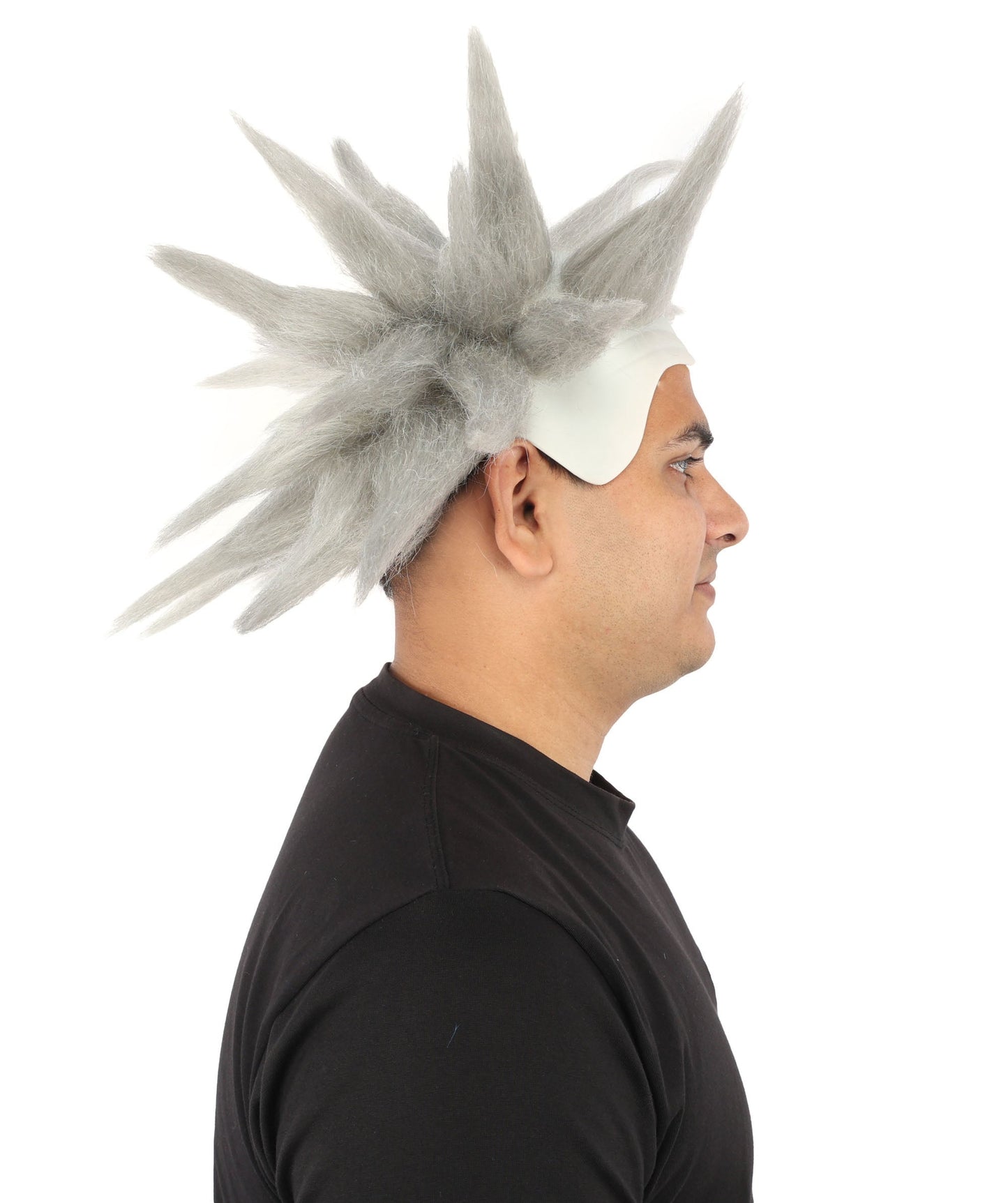 HPO Adult Men's Spiky Bald Illusion Wig | Multiple Color Options  |  Two-tone vibrant hue, create of synthetic fiber, stiff spiked volume, integrated forehead piece | Party, Halloween, theater, drag, performance, costume events