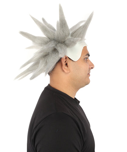 HPO Adult Men's Spiky Bald Illusion Wig | Multiple Color Options  |  Two-tone vibrant hue, create of synthetic fiber, stiff spiked volume, integrated forehead piece | Party, Halloween, theater, drag, performance, costume events