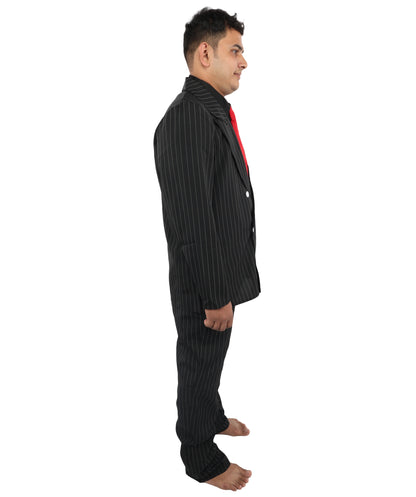 HPO Men's Black Tuxedo Suit Costume  | Formal Top & Pant Cosplay Outfit | Perfect for Halloween Parties & Theme Events